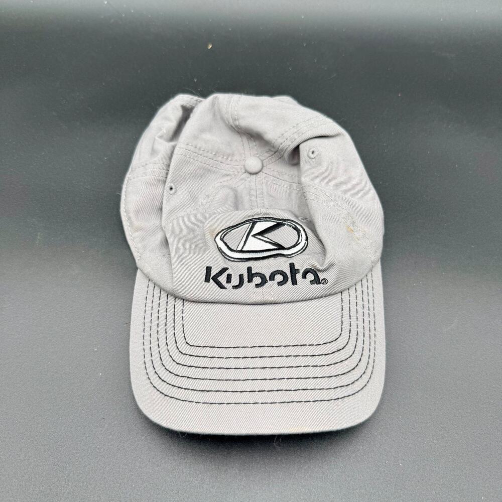 Kubota Tractor Hat Gray Baseball Cap K-Products Strapback Farm Logo OSFM